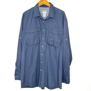 L. L. Bean Buzz Off Fishing Shirt XLT‎ Blue/Gray